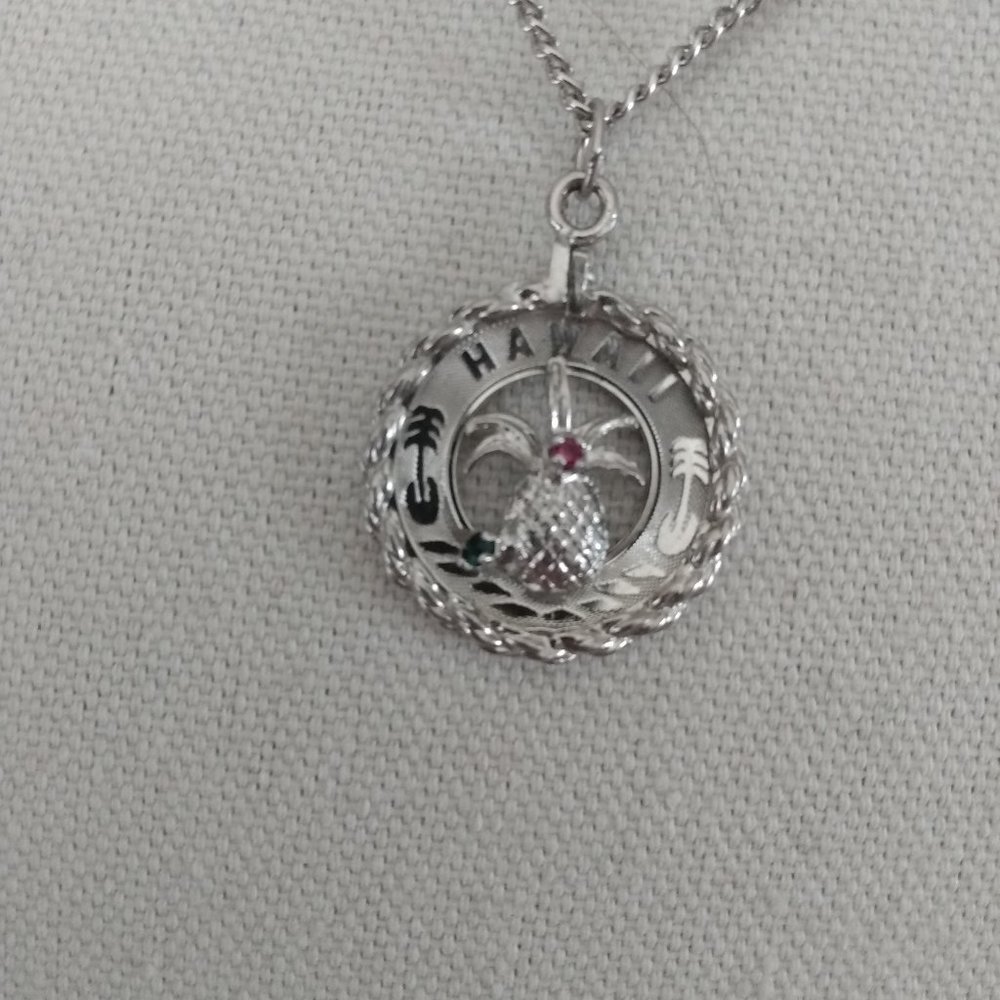 Vintage Sterling Hawaii Charm/Pendant with Matching Sterling 18 inch Necklace